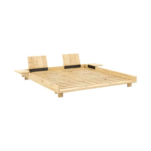 Lit double Social / Pour matelas 180 x 200 cm - Dossiers & chevets intégrés - KARUP DESIGN - Pour matelas 180 x 200 cm - Pin massif certifié FSC