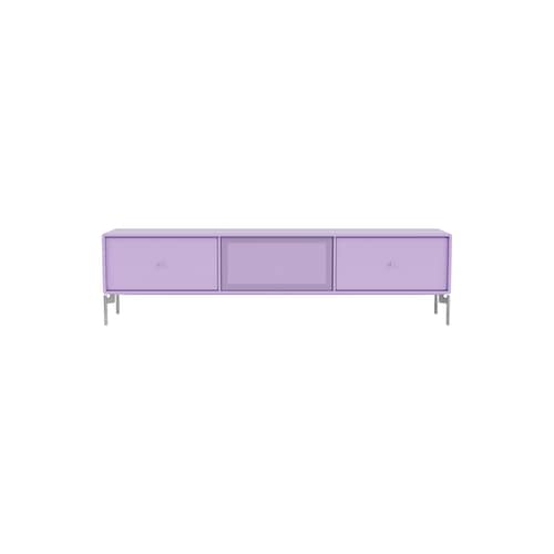 Meuble TV Octave V bois violet / Avec pieds - L 138 x P 30 x H 36,6 cm - MONTANA - Iris 164 - Acier, Acier perforé, MDF laqué