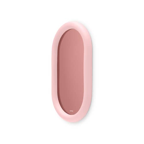 Miroir mural Mirage rose Loop / Verre coloré - L 35 x H 60 cm - Fatboy - Rose pastel - Polyuréthane, Verre coloré