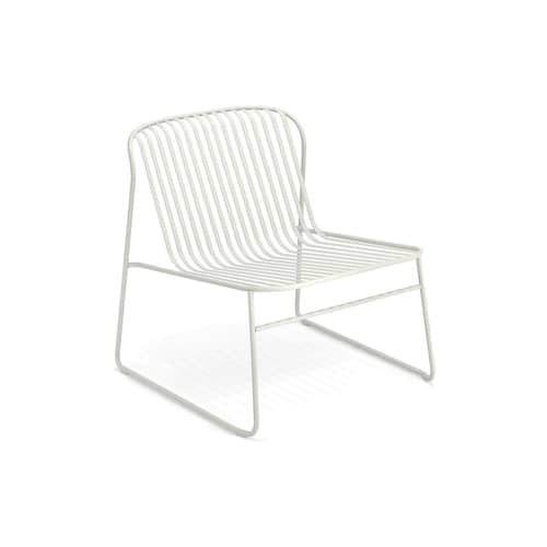 Poltrona bassa impilabile Riviera metallo bianco / Metallo - Emu - Bianco - Acciaio verniciato
