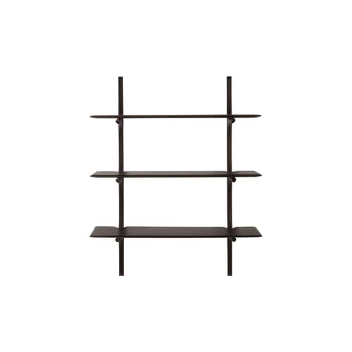 Regal PI holz braun / 3 Regale - Massives Mahagoni / B 100 x H 126 cm - Ethnicraft - Mahagoni dunkelbraun - Massives Mahagoni gebeizt