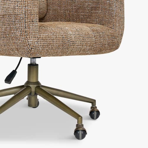 Bürosessel Valeria textil braun - NV GALLERY - Karamellfarbener Tweed / Messing Gebürstet - Eisen, High Density-Schaum, Tissu Tweed