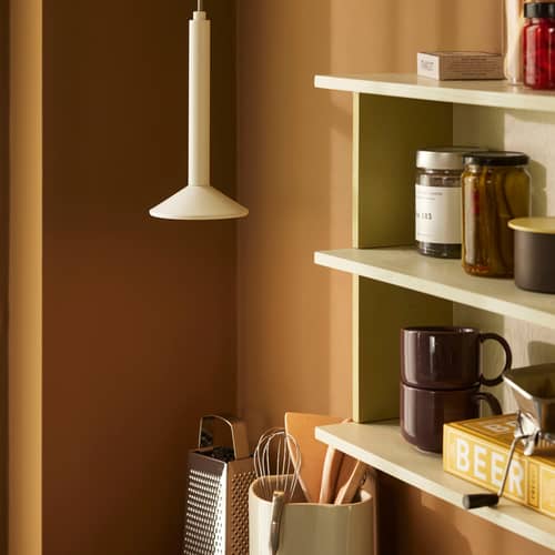 Pep Wall shelf wood yellow / L 50 x H 40 cm - HÜBSCH - Yellow & Grey - Ash veneer, MDF