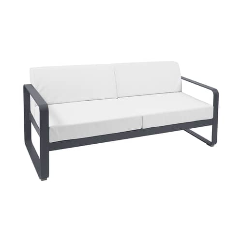 Gartensofa 2-Sitzer Bellevie metall textil grau schwarz / L 160 cm - 2-Sitzer - Fermob - Anthrazit - lackiertes Aluminium, Polyacryl-Gewebe, Schaumstoff