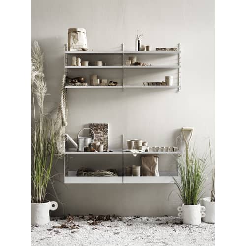 Etagère OUTDOOR métal perforé / Rebord bas - L 58 x P 30 cm - String Furniture - Rebord bas - Aluzinc