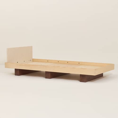 Kinderbett Heju X Nobodinoz holz natur / 76 x 166 cm - NOBODINOZ - Holz hell & dunkel / Beige - Eschenfurnier, Massives Heveaholz