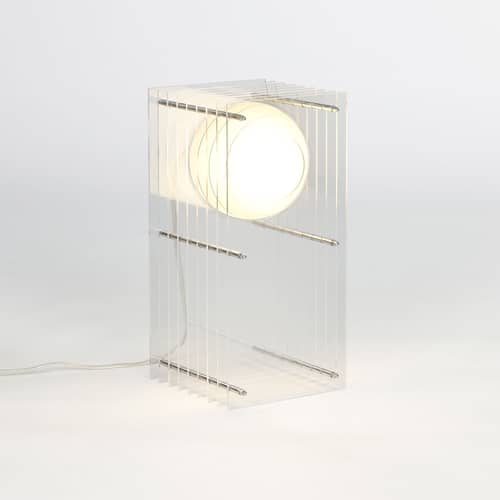 Lampe de table Lop Small Rectangle plastique transparent / Lauréat Archiproducts Design Award - BANG - Transparent - Acrylique, Inox, Verre