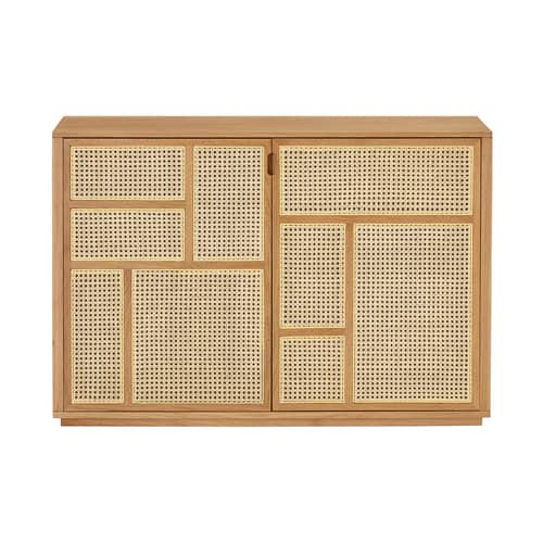 Buffet Air bois naturel / Meuble TV - Cannage rotin - L 120 x H 81 cm - Design House Stockholm - Chêne / Rotin naturel - Cannage de rotin, MDF plaqué chêne