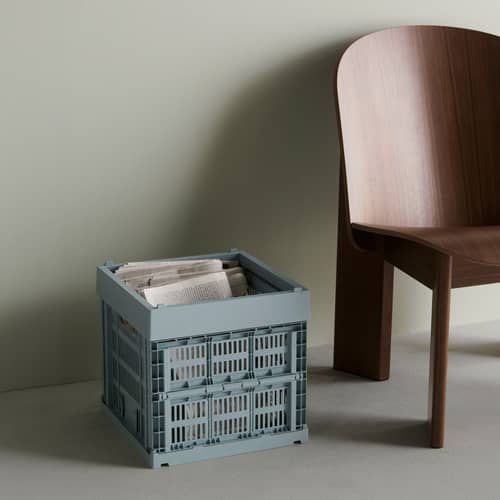 Panier Colour Crate Cube plastique gris / 29,5 x 29,5 x H 29 cm - Recyclé / Seconde vie - Hay - Charbon - Polypropylène recyclé