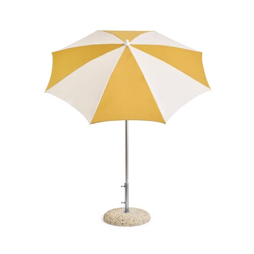 Terrazza - Octagon Parasol textile yellow / Ø 200 cm - Hay - Ochre & Off white - Aluminium, Olefin fabric, Polypropylene, Steel