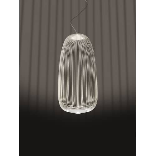 Pendelleuchte Spokes 1 metall weiß / LED - Ø 32,5 x H 71 cm - Foscarini - Weiß - Aluminium, lackierter Stahl