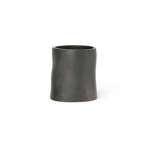 Pot à crayons Yama métal noir / Aluminium recyclé - Ø 7.8 x H 8.5 cm - Ferm Living - Noir - Aluminium recyclé