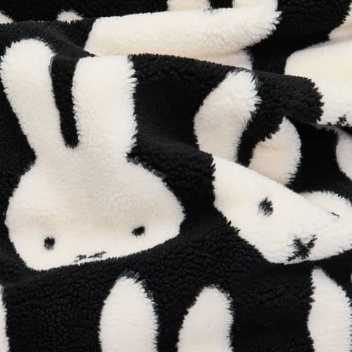 Pouf Original Slim Teddy x Miffy / 155 x 120 cm - Tissu duveteux - Fatboy - Motif Miffy / Noir & blanc -  Micro-billes EPS, Tissu peluche