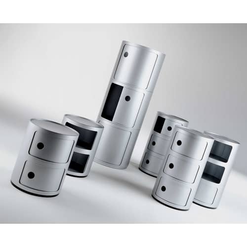 Rangement Componibili gris argent / 2 tiroirs - H 40 cm - Anna Castelli Ferrieri, 1968 - Kartell - Argent - ABS