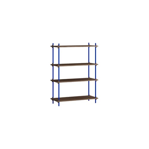 Regal Shelving System - s.115.1.A holz braun / B 85 x H 115 x T 35 cm - MOEBE - Räuchereiche / Blau - MDF Eichenfurnier, Stahl