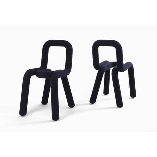 Sedia imbottita Bold / Tessuto - Moustache - Blu scuro - Acciaio, Schiuma di poliuretano, Tessuto