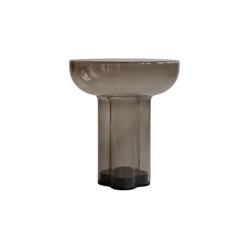Table d\'appoint Crown Tall verre marron / Ø 45 x H 50 cm - 101 COPENHAGEN - Brun fumé - Verre soufflé bouche