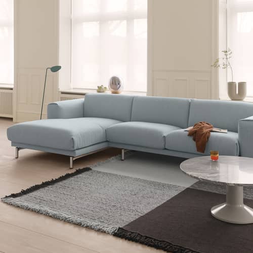 Tappeto Verso tessuto grigio / 258 x 258 cm - Muuto - Grigio freddo / Marrone scuro - Lana di Nuova Zelanda