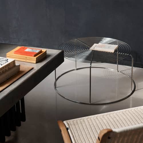 Tavolino Wire VP17 metallo argento / Ø 74 cm - Senza piano/vassoio - &tradition - Senza piano/vassoio - Filo in acciaio inox lucido
