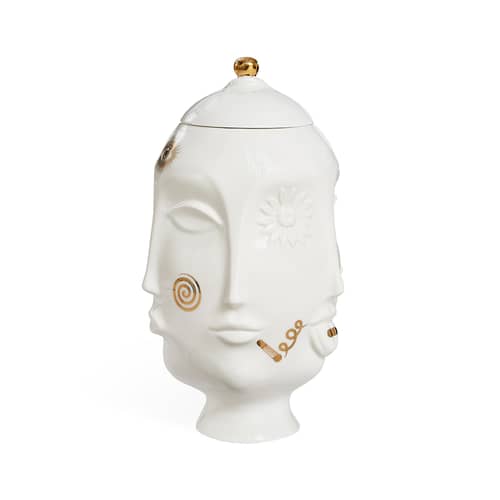Vaso Gilded Muse frida ceramica bianco oro / Ø 24 x H 31 cm - Con coperchio - Jonathan Adler - Oro & bianco - Porcellana