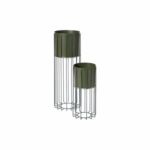 Vaso per piante con supporto Fenja metallo verde / Set di 2 - H 50 e H 80 cm - BROSTE COPENHAGEN - Verde - Ferro laccato opaco