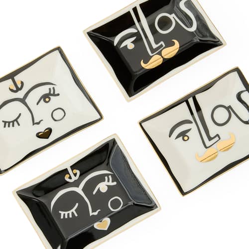 Set de 4 coupelles Marseilles céramique / Vide-poche - 7 x 5 cm - Jonathan Adler - Set de 4 coupelles Marseilles céramique / Vide-poche - 7 x 5 cm - Or véritable, Porcelaine
