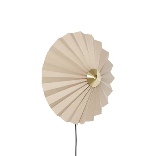 Applique avec prise Pliss tissu beige / Ø 48 cm / Seconde vie - HÜBSCH - Sable & laiton - Coton plissé, Fer