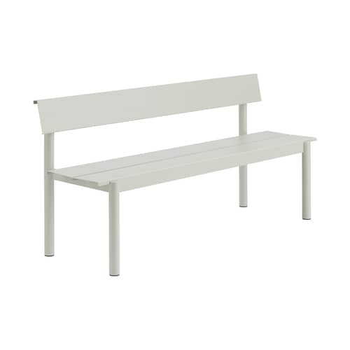 Banc avec dossier Linear métal gris / L 170 cm - Muuto - Gris clair - Acier galvanisé thermolaqué