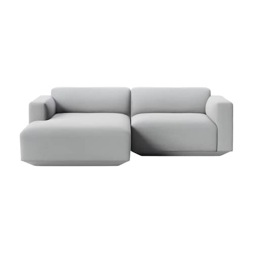 Canapé d\'angle Develius C tissu gris / 3 places - L 220 cm / Dormeuse gauche - &tradition - Gris (tissu Clay 03) - Bois, Mousse HR, Tissu