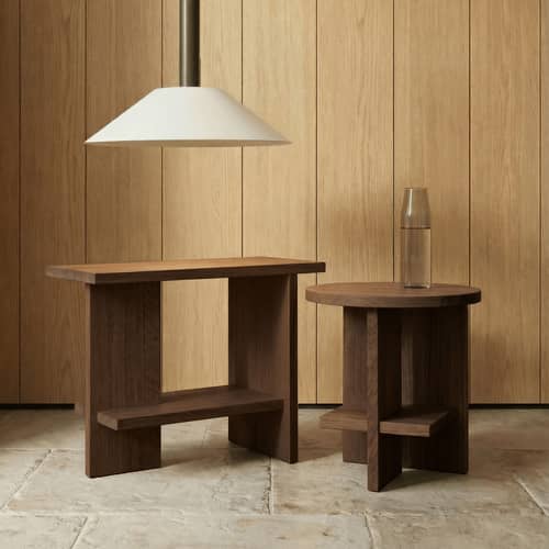 Tee End table wood brown / 60 x 30 x H 47.5 cm - NINE - Smoked oak - Smoked solid oak