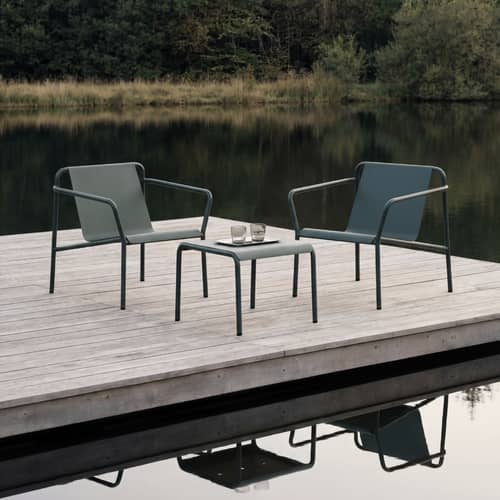 Fauteuil bas Panorama métal vert - TIPTOE - Vert Forêt - Acier thermolaqué