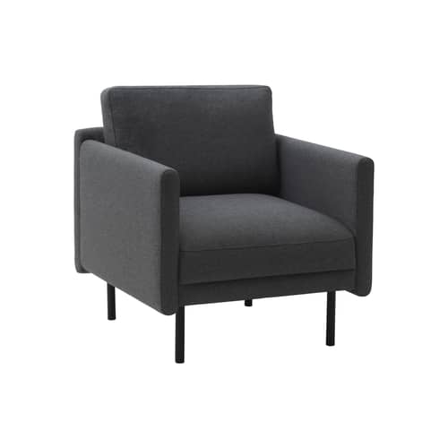 Fauteuil rembourré Rar tissu gris - Normann Copenhagen - Tissu Gris foncé - Acier, Bois, Mousse PU, Tissu