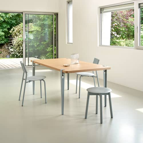 Fuß  metall blau mit Schraubstock / H 75 cm / Für Tisch und Schreibtisch - TIPTOE - Blassblau - thermolackierter Stahl