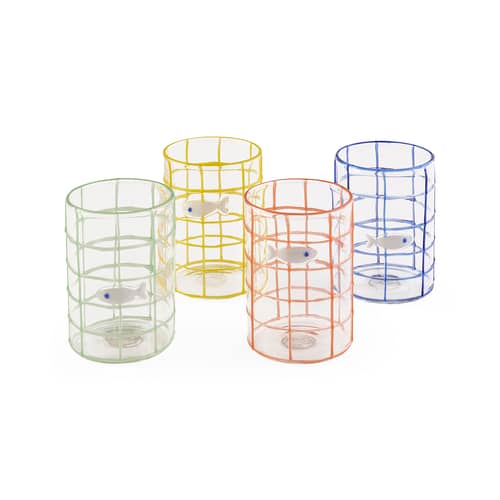 Glas Amalfi glas bunt / 4er-Set - Jonathan Adler - 4er-Set bunte Amalfi-Gläser - mundgeblasenes Glas