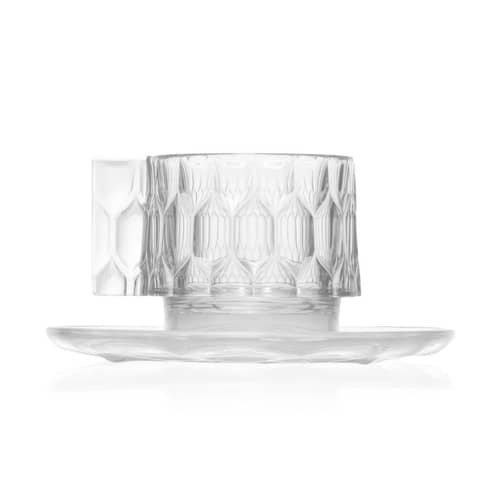 Kaffeetasse Jellies Family plastikmaterial transparent / Set aus Tasse und Untertasse - Kartell - Transparent (farblos) - Thermoplastisches Polykarbonat