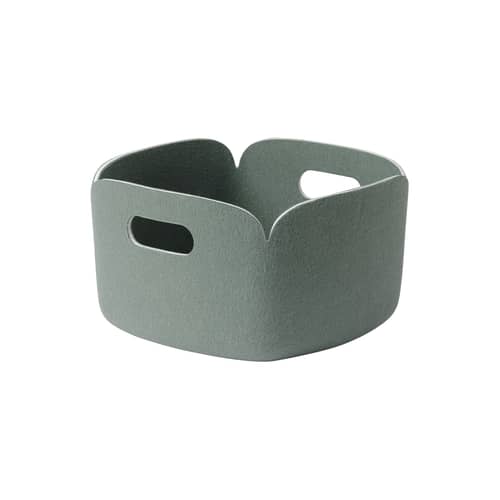 Korb Restore textil grün / 28 x 28 cm - Recycelte Plastikflaschen - Muuto - Dusty-Grün - Filz, recycelt