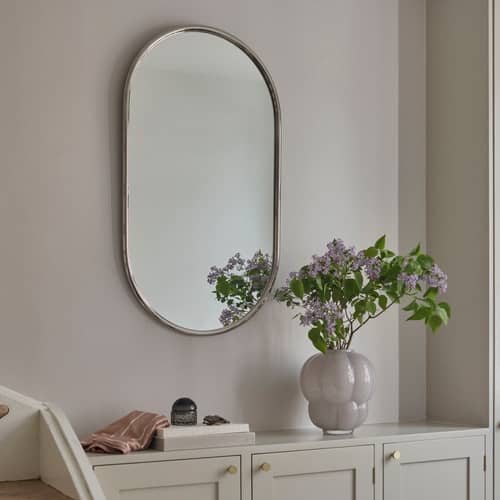 Miroir mural Angui Wide métal argent / 60 x 100 cm - AYTM - Argent - Acier, Verre