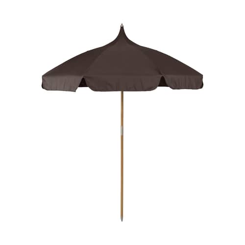 Parasol Lull marron / Ø 200 cm - Ferm Living - Chocolat foncé - Hêtre, Tissu polyester