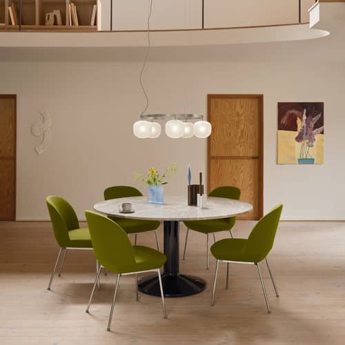 Pendelleuchte Rime Chandelier glas weiß / Ø 80 cm - Muuto - Weiß - mundgeblasenes Glas, Thermolackiertes Aluminium