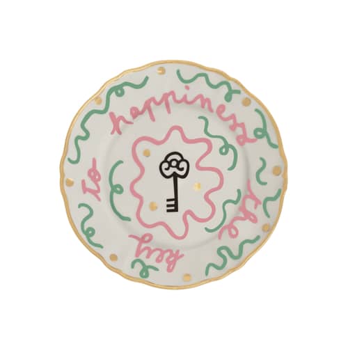 Piatto per dolcetti Key to happiness ceramica multicolore / Ø 16,5 cm - Bitossi Home - Key to happiness - Porcellana