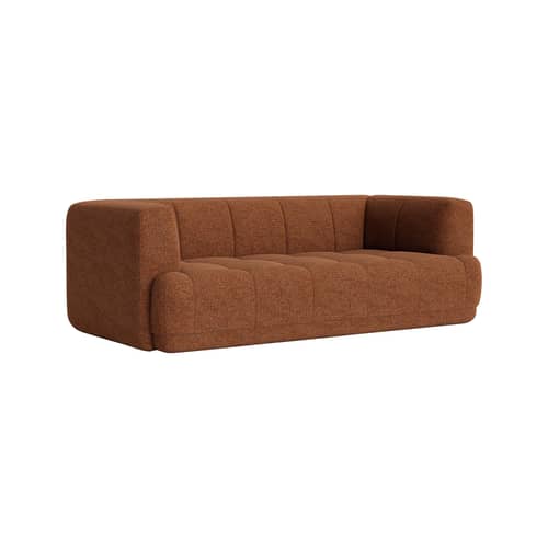 Canapé droit Quilton / 2 places - L 214 cm - Matelassé - Hay - Marron-rouille (tissu Loft 500) -  Ouate, Bois, Mousse PU, Tissu