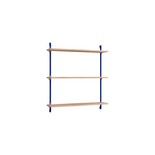 Regal Wall Shelving – ws.85.1 holz natur / B 85 x H 85 cm x Prof. 17,5 cm - MOEBE - Eiche natur / Blau - MDF Eichenfurnier, Stahl