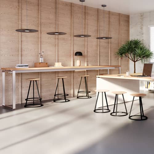 Suspension Carmen Small tissu gris / LED - Ø 50 cm - Hartô - Gris ardoise - Métal peint, Textile contrecollé sur PET