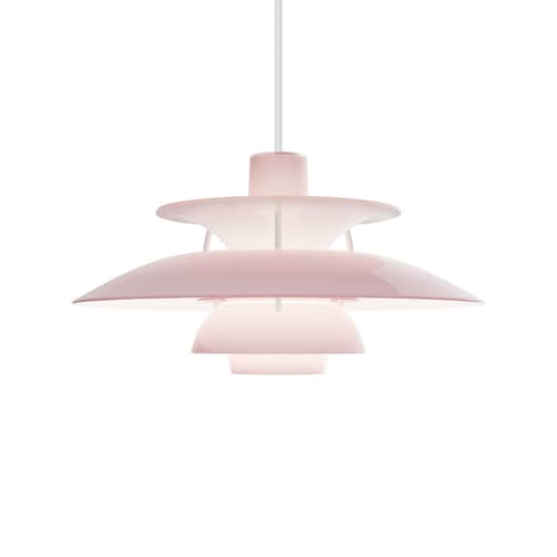 Suspension PH 5 Opal plastique rose / Ø 32 cm - Réédition 1958 - Louis Poulsen - Rose pâle - PMMA
