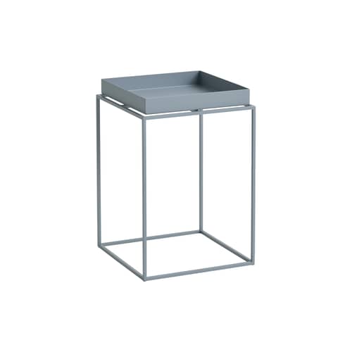 Table d\'appoint Tray Small High / 30 x 30 x H 44 cm - Hay - Bleu ardoise - Acier thermolaqué