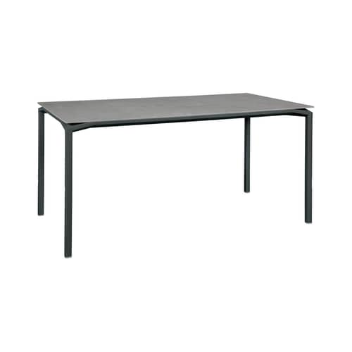 Table rectangulaire Calvi Minérale / 160 x 80 cm (6 personnes) - Plateau Dekton (aspect pierre) - Fermob - Gris (Dekton) / Pieds Carbone - Aluminium laqué, Céramique Dekton