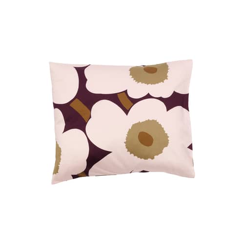 Taie d\'oreiller 65 x 65 cm Unikko rose / Satin de coton biologique - Marimekko - Taie d\'oreiller / Rose & prune - Satin de coton biologique