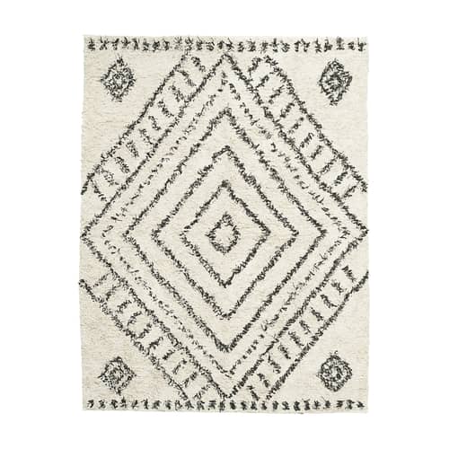Tapis Nubia tissu blanc / 160 x 210 cm - House Doctor - Blanc / Motifs noirs - Coton