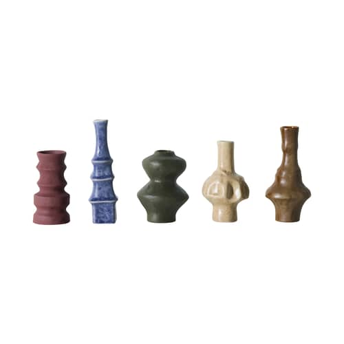 Set de 5 mini vases 70s ceramics - HK LIVING - Palette - Grès émaillé