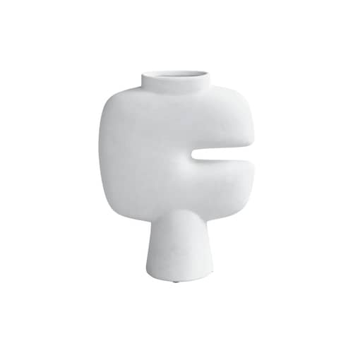 Vase Tribal Medium keramik weiß / B 22,5 x H 30 cm - 101 COPENHAGEN - Weiß - Keramik